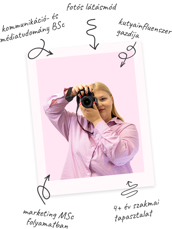 Eszter fényképezőgéppel a kezében